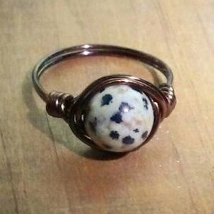 Handmade Dalmatian Jasper Wire Ring